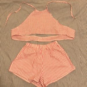Brand new shorts with a high waist and top